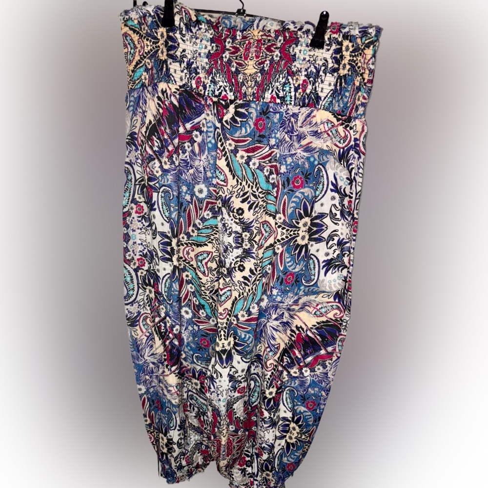 NWT Anthropologie Daily Practice Blue and pink floral jogger pants. Size L